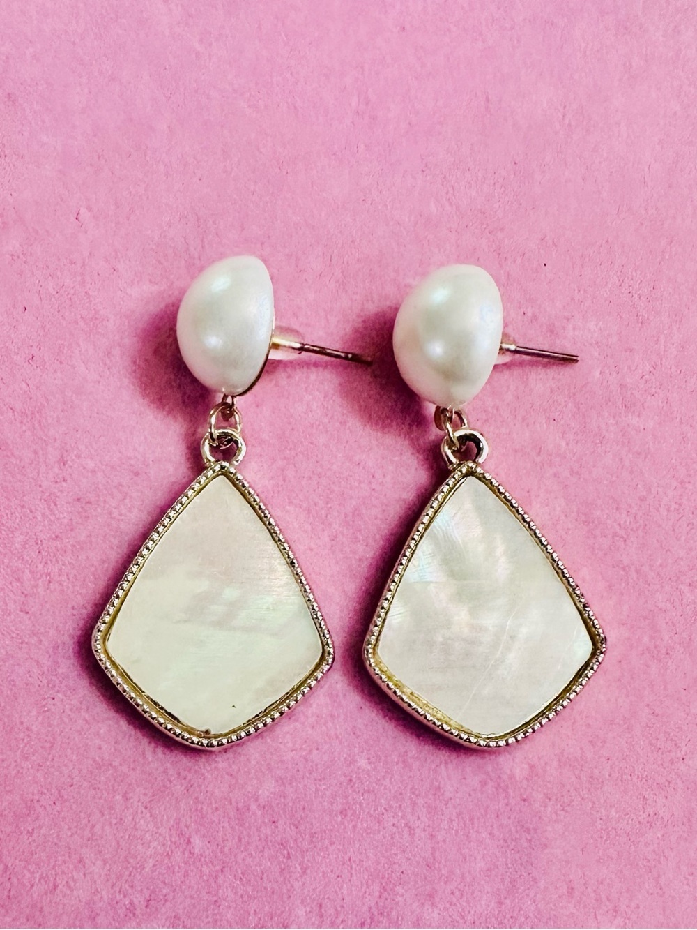 Pearl & Ivory Shell Teardrop Statement Earrings NWT